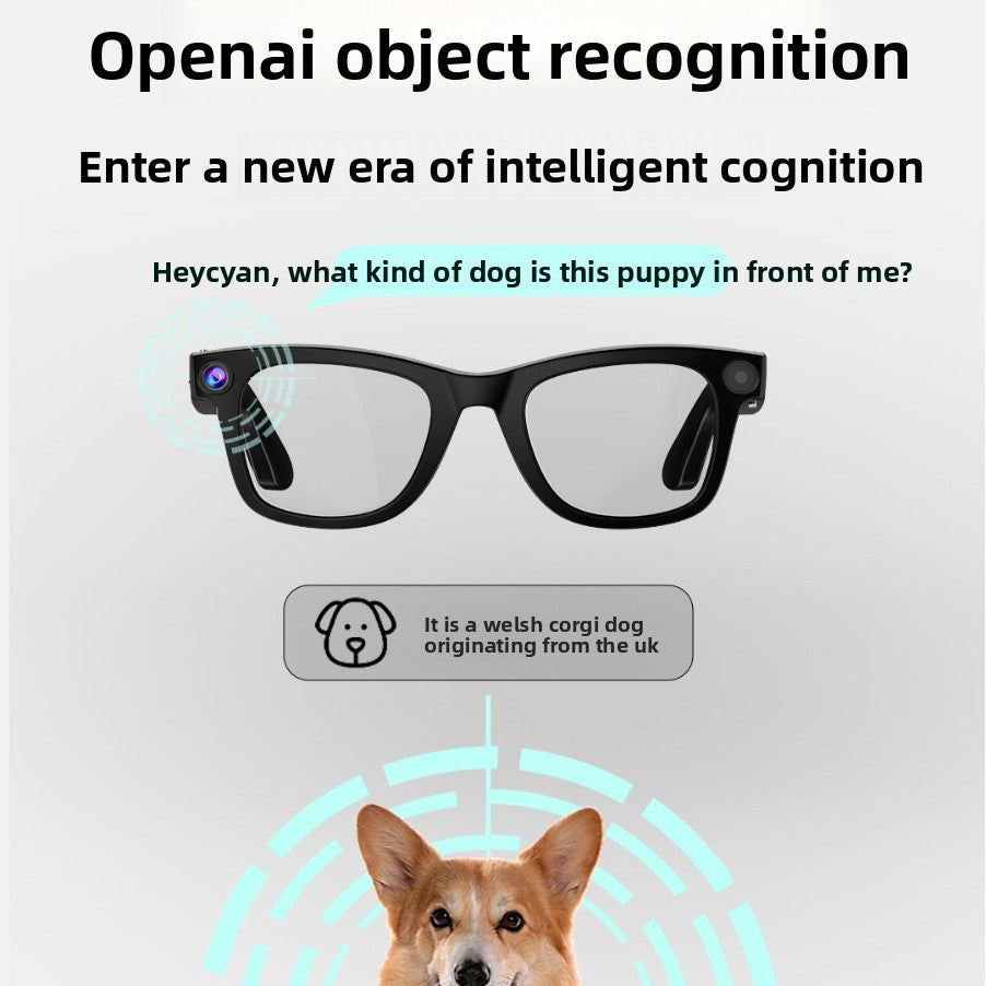 Smart Glasses with AI Assistant Bluetooth Camera Anti Blue Light